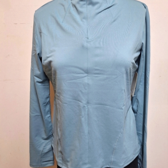 NEW! Shadow Sport Fitted Mock-Neck Zip Front Athletic Jacket, Light Blue - Picture 4 of 9